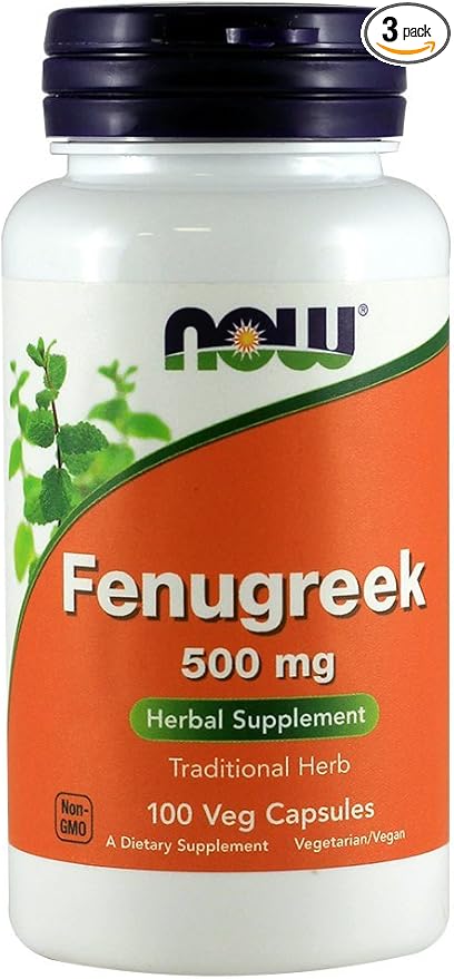 NOW Foods Fenugreek 500mg, 100 Capsules (Pack of 3)