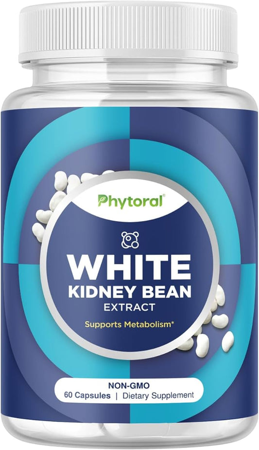 White Kidney Bean Extract Capsule - Extra Strength White Kidney Bean Sugar & Carb Blocker Plus Appetite Suppressant Support - Plant Based Energy Supplement - Non-GMO Gluten Free & Made in The US