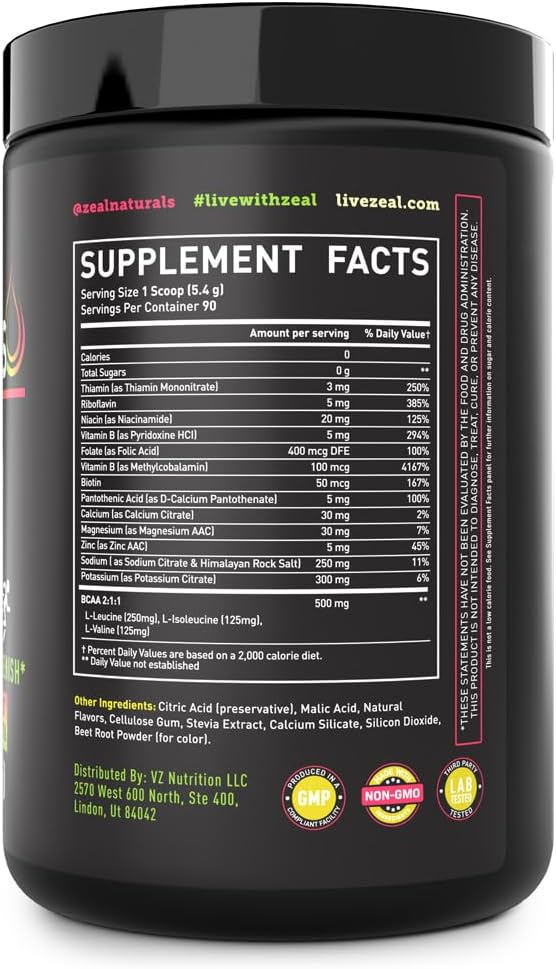 Enhanced Electrolyte Powder (Passion Fruit Orange Guava | 90ct.) w/ 0 Sugar +BCAAs +B-Vitamins Electrolyte Supplement w Potassium Zinc & Magnesium for Hydration - Keto Electrolytes