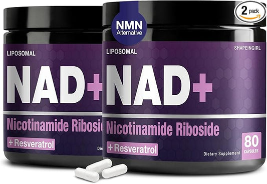 NAD+ Supplement - Nicotinamide Riboside, Resveratrol, Liposomal NAD Plus 900mg for Men and Women, NR Supplement for Energy Anti-Aging Focus, 160 Capsules