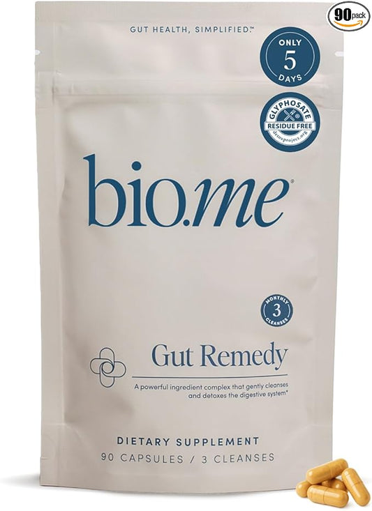 Biome Gut Cleanse Capsules (5 Day Cleanse, 3 Rounds, 90 Capsules) Gut Remedy with Magnesium Citrate, Berberine, Immunolin, L-Glutamine - Reset Digestive System, Rebalance Microbiome (3 Month Supply)