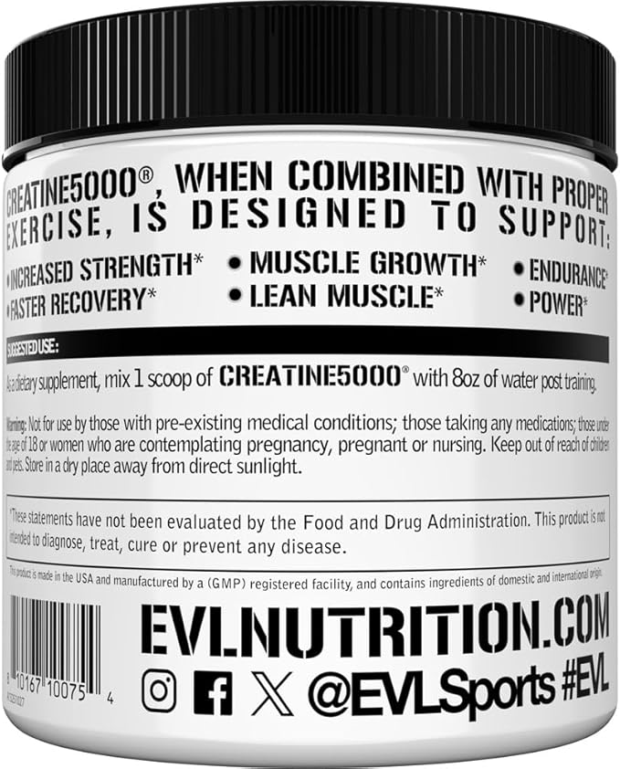 Evlution Nutrition Creatine 5000 - Supports Faster Recovery, Lean Muscle Growth & Performance - Pre & Post Workout Powder - 5000mg Pure Creatine Monohydrate Per Serving - 40 Servings - Pink Lemonade