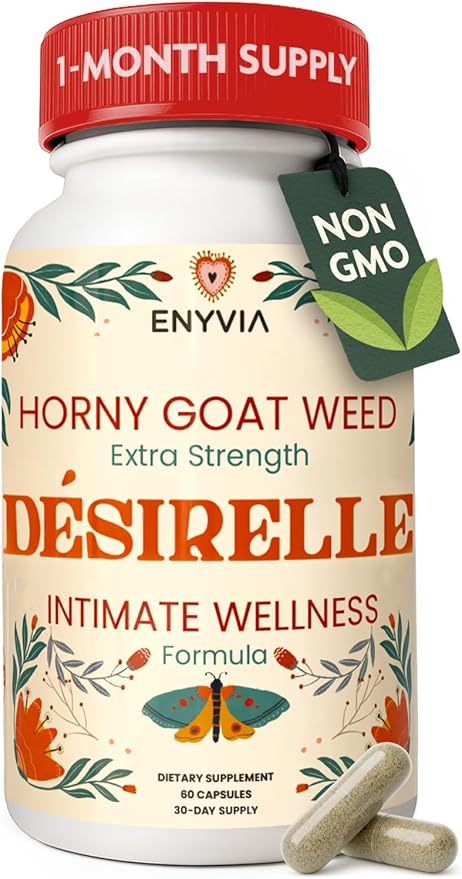 Female Libido Booster for Women Fast Acting with Tribulus Terrestris - Hornygoatweed for Women, Mood Support Supplement Enhancer Pills with Maca Root, Ginseng for Hormonal Balance - 60ct Desirelle