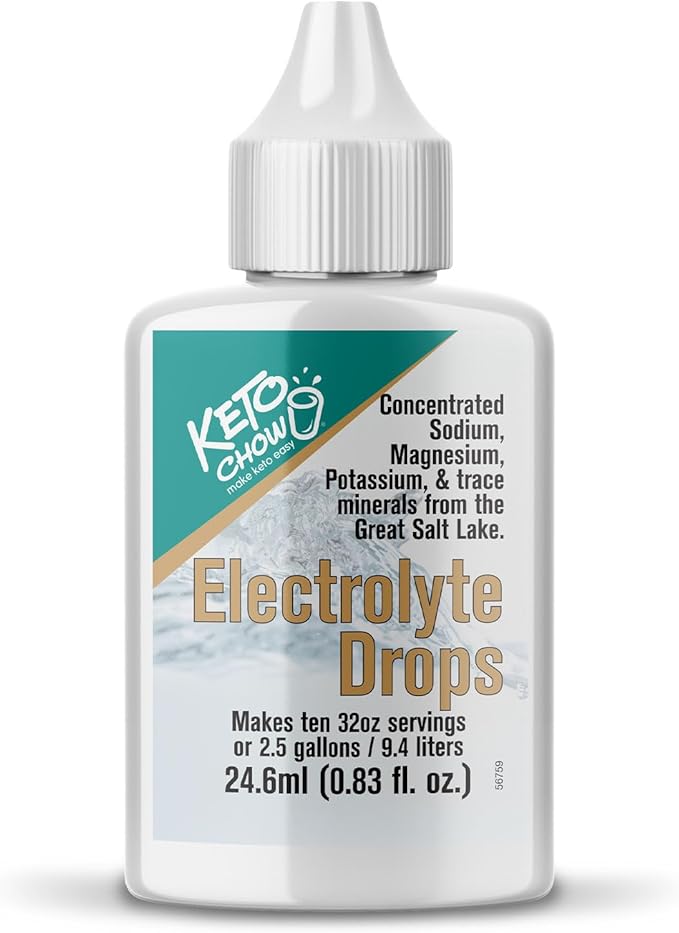 Keto Chow - Electrolyte Hydration Drops - Keto Diets & Intermittent Fasting - Immune Support - Gluten & Sugar Free - Paleo - Sodium, Magnesium, Potassium & Trace Minerals - Unflavored - .83 fl oz