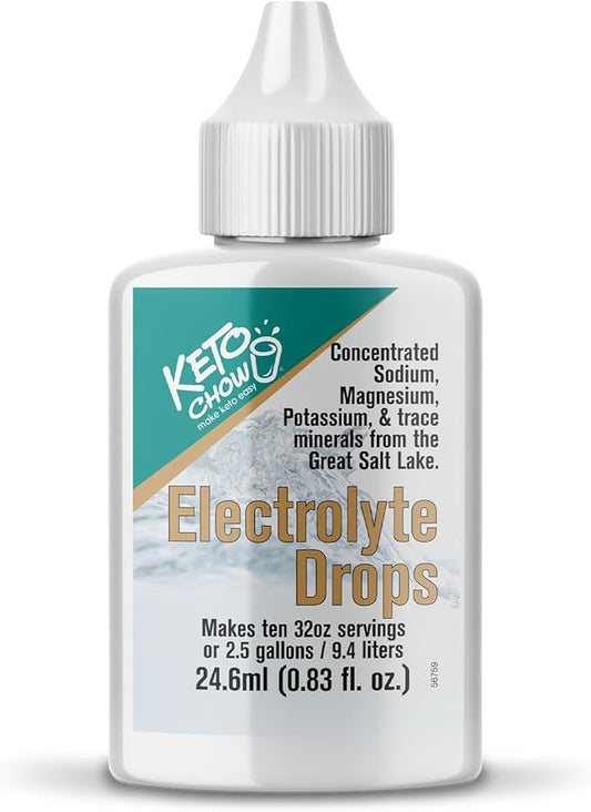 Keto Chow - Electrolyte Hydration Drops - Keto Diets & Intermittent Fasting - Immune Support - Gluten & Sugar Free - Paleo - Sodium, Magnesium, Potassium & Trace Minerals - Unflavored - .83 fl oz