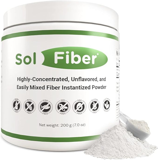 Sol Fiber Prebiotic Powder Supplement, Non-GMO Alternative to Fiber Gummies, Supports Digestive Health, Easy-to-Mix and Highly-Concentrated Fiber Powder, 7 Ounces, 60 Servings