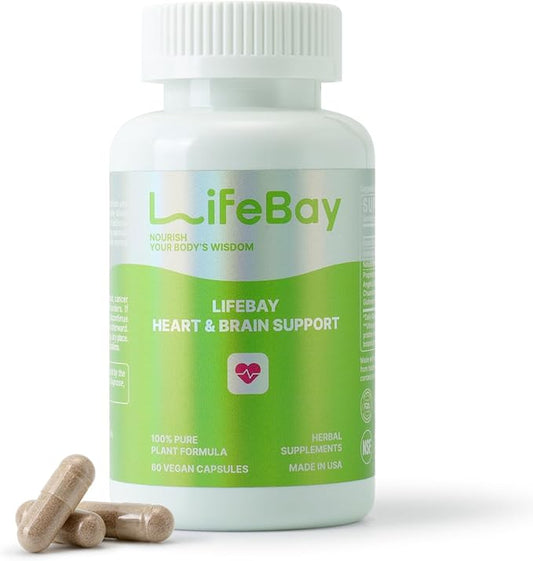 Heart & Brain Support - Inspired by Chinese Herbal Wisdom - A Circulation Supplement for Heart Health, Memory and Focus - with Notoginseng & Salvia - Made in USA - 60 Vegan Capsules