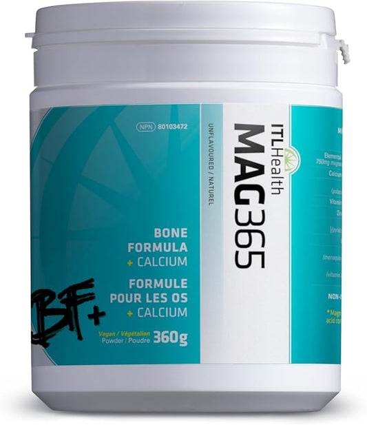 ITL Health BF Plus Calcium Zinc Magnesium Powder with D3, K2, C, B6, Boron, Zinc and Potassium | for Optimal Bone Health, and Immune Support (Unflavored, 360g)