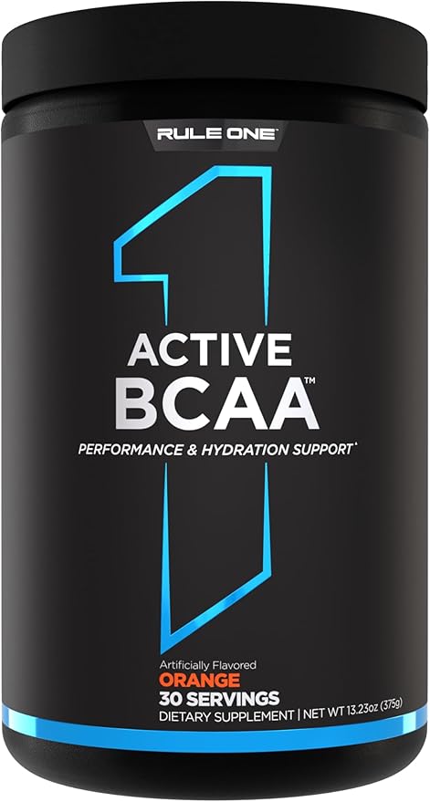 Rule 1 Active BCAA - Performance, Hydration, and Recovery Support with 5g BCAAs + Electrolytes, L-Glutamine, and Citrulline (30 Servings, Orange)