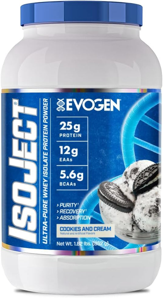 Evogen Isoject - Whey Protein Isolate | Ultra-Pure Whey Protein Powder with Ignitor Enzymes, BCAAs, and EAAs | Enhanced Absorption & Recovery | Cookies and Cream | 25 Servings