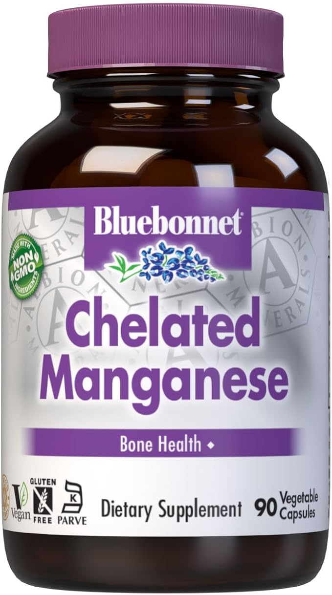 BlueBonnet Nutrition Albion Chelated Manganese, Amino Acid Chelate, Soy, Dairy & Gluten-Free, Non-GMO, Kosher Certified, Vegan, 90 Count