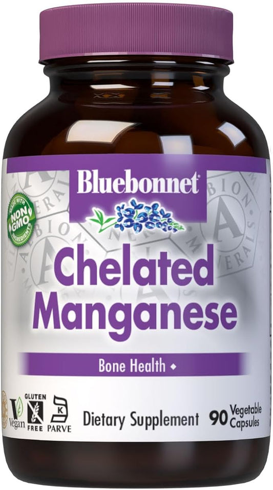 BlueBonnet Nutrition Albion Chelated Manganese, Amino Acid Chelate, Soy, Dairy & Gluten-Free, Non-GMO, Kosher Certified, Vegan, 90 Count