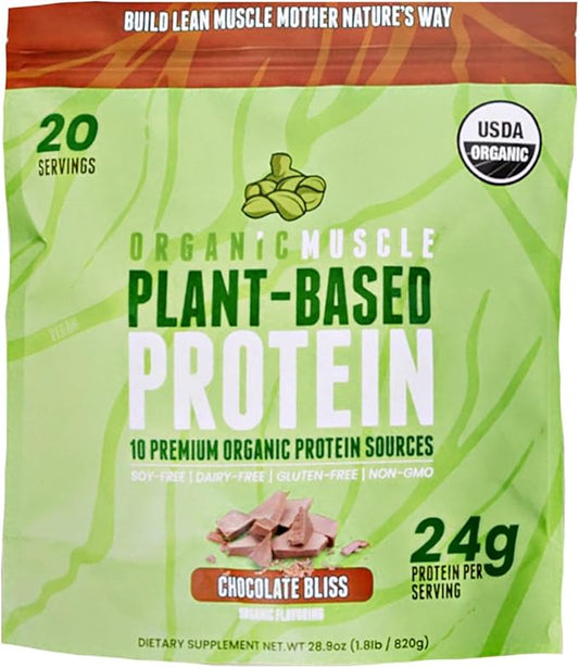 Organic Vegan Protein Powder - Plant Based Chocolate Protein Powder with Pea, Hemp, Brown Rice, Chia Seed & Amino Acids - Low Calorie for Muscle Growth & Speed Recovery by Organic Muscle