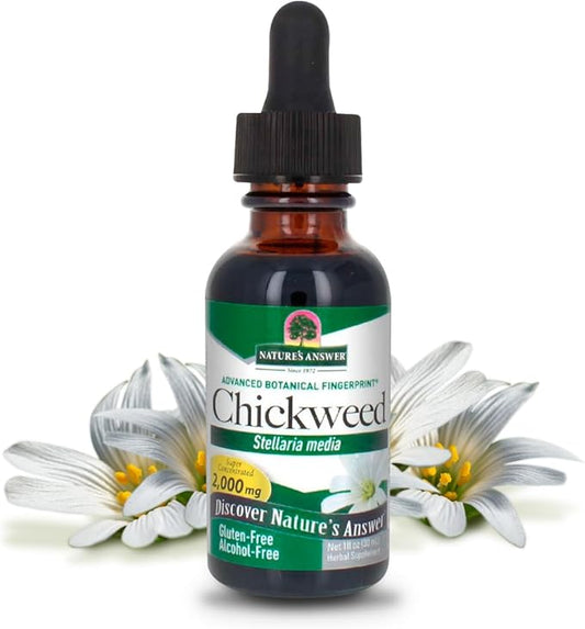 Nature's Answer Alcohol-Free Chickweed Stelleria Media 2000mg 1oz Extract | Herbal Supplement | Promotes Digestion | Non GMO, Kosher, Gluten Free, Vegan | Single Count