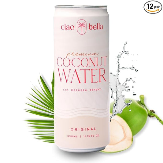 ciao bella Premium Coconut Water: All-Natural Hydration, Non-GMO, One Simple Ingredient 11.15 Fl Oz (Pack of 12)