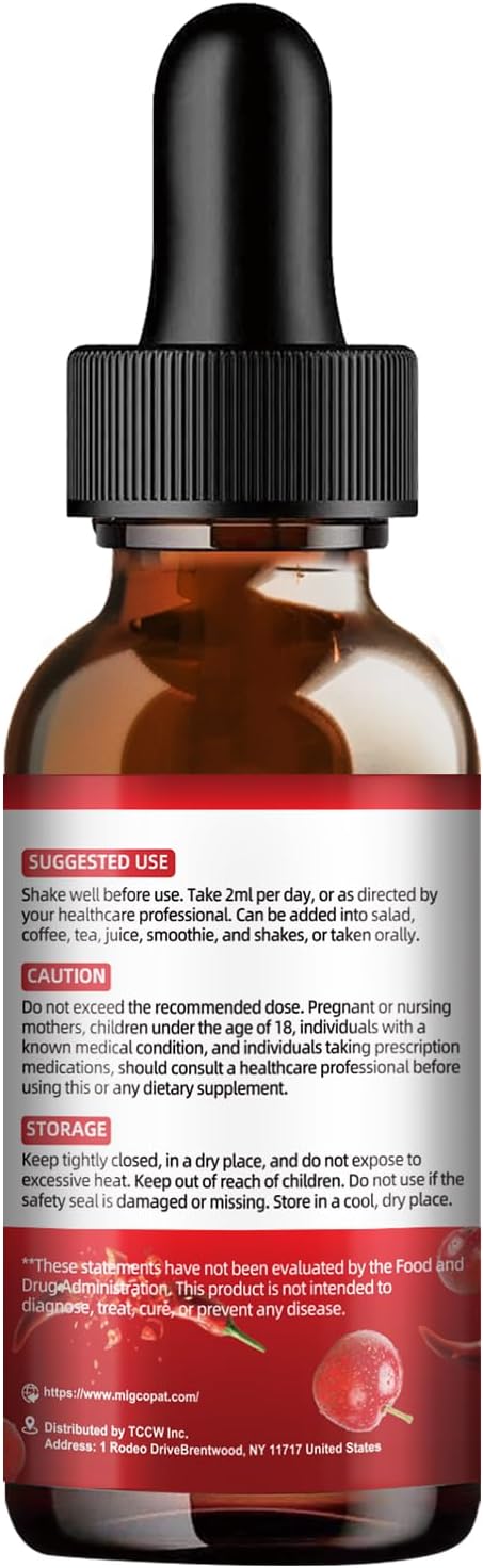Cayenne Pepper Drops Supplement Liquid with Vitamin D3 K2, Hawthorn Berry, Organic Beet Root, Ceylon Cinnamon, Coenzyme Q10, Berberine, Ginseng Extract Supports Immune Health, 2 FL.OZ