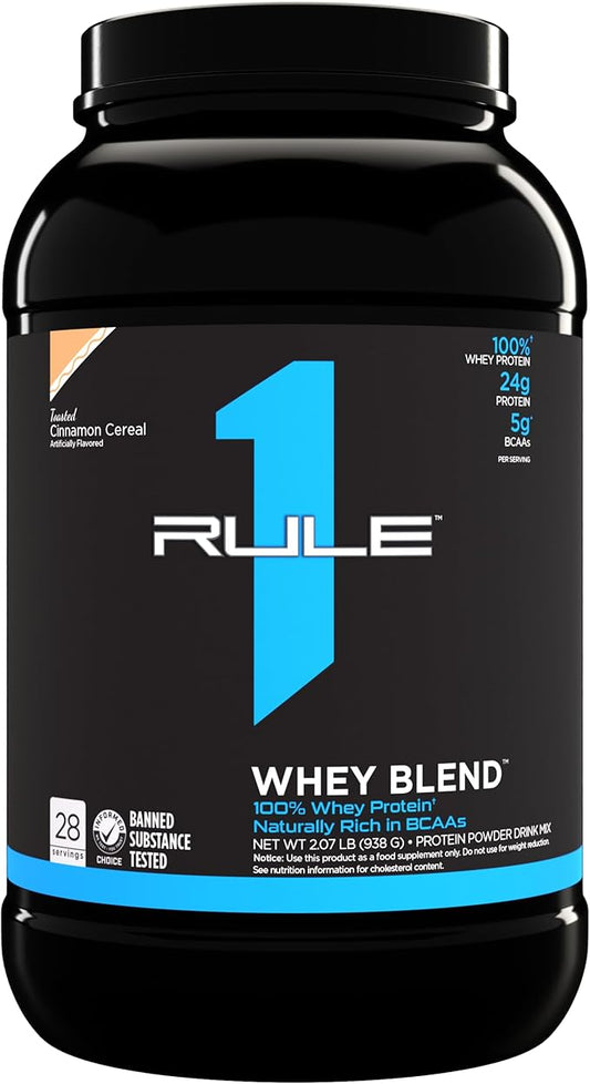 Rule One Proteins, R1 Whey Blend - 24g Fast-Acting Whey Protein Concentrates, Isolates, and Hydrolysates Per Serving, with Naturally Occurring EAAs and BCAAs (2 Pounds*, Toasted Cinnamon Cereal)