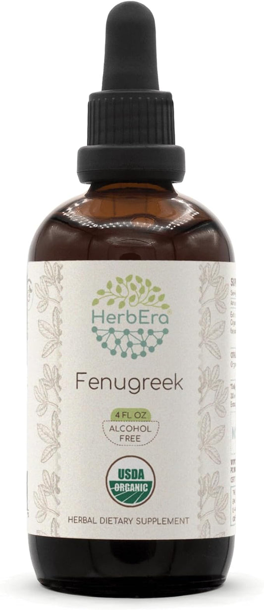 Fenugreek B120 Alcohol-Free Herbal Extract USDA Organic Tincture, Concentrated Liquid Drops Natural Fenugreek (Trigonella foenum-graecum) 4 fl oz