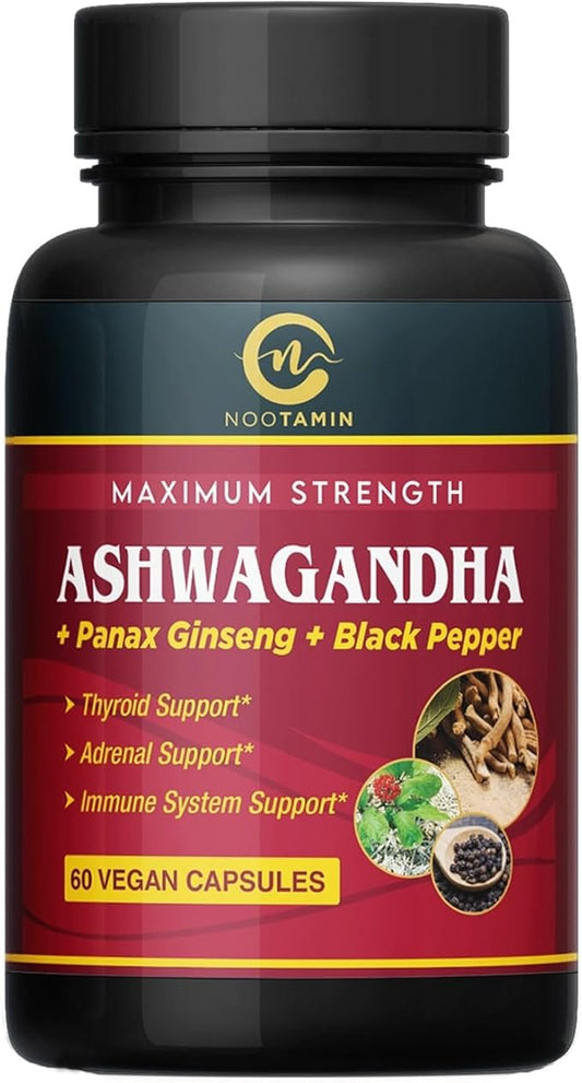 Organic India Ashwagandha Capsules 540mg – 60 Vegan Capsules with Panax Ginseng & Black Pepper – 2-Month Supply
