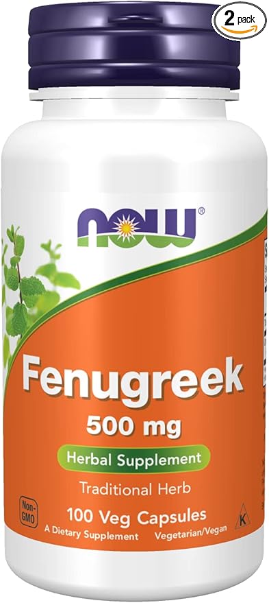 NOW Foods Fenugreek 500 mg Caps, 2 pk