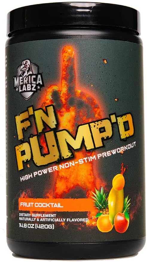 'Merica Labz F'N Pump'D Stimulant Free, Nitric Oxide,Fully Dosed, Pump PreWorkout Powder (20 Servings) (Upside Down Pineapple)