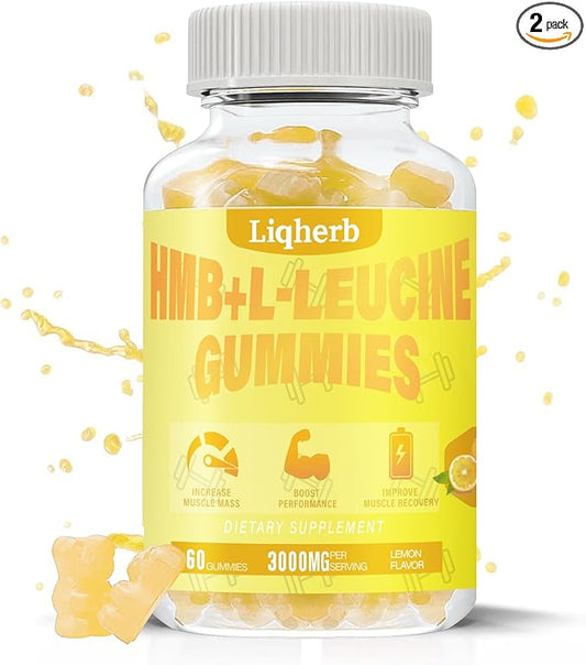 HMB and Leucine Supplements 3000mg, HMB L-Leucine Gummies for Adults, Muscle Recovery, Increase, Improve Endurance, Non GMO, Vegan,Gluten Free, 120