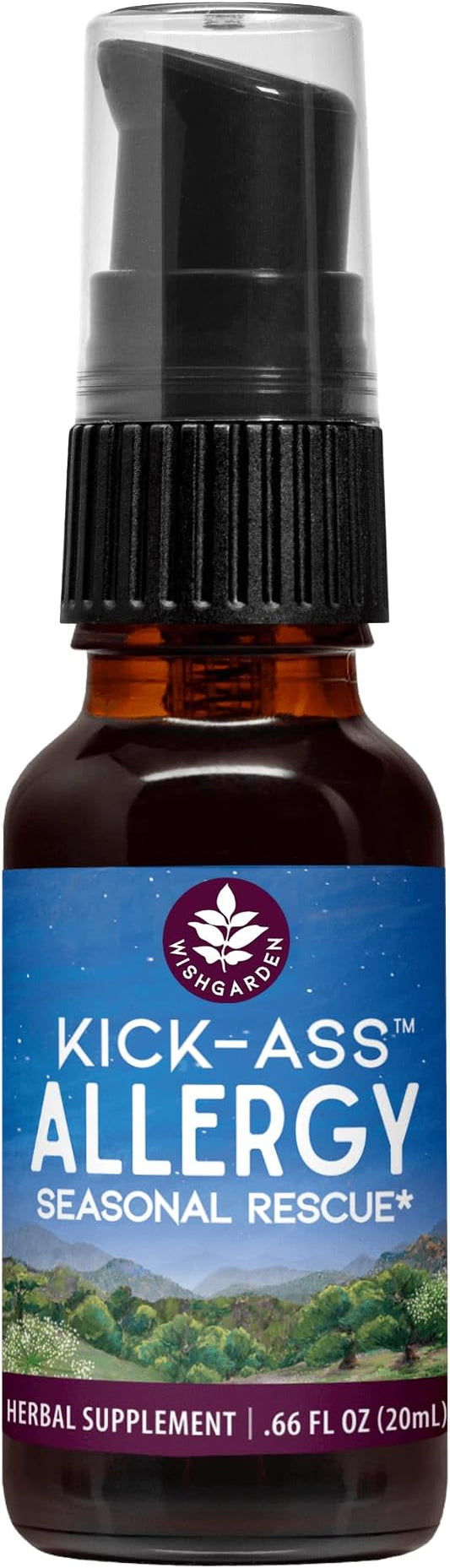 WishGarden Herbs Kick-Ass Allergy - Plant-Based Non-Drowsy Herbal Allergy Supplement with Nettle Leaf, Echinacea, & Yerba Santa, Supports Healthy Histamine Response to Seasonal Irritants, .66oz