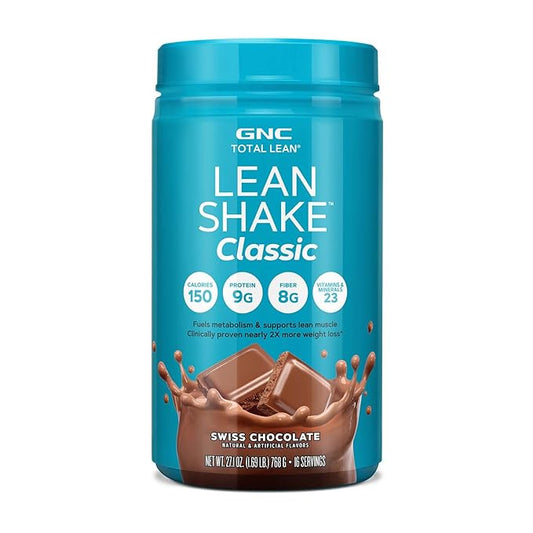 GNC Lean Shake 25 Meal Replacement Powder, Weight Management, With 25g Protein and High Fiber, Keto, Swiss Chocolate, 16 Servings