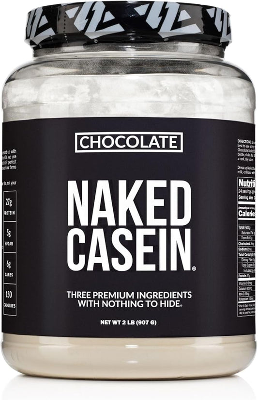NAKED Casein - 2Lb Micellar Chocolate Casein Protein - Bulk, GMO-Free, Gluten Free, Soy Free, Preservative Free - Stimulate Muscle Growth - Enhance Recovery - 24 Servings