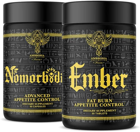 Ambrosia Nomorbidity Advanced Appetite Control & Ember Thermogenic Fat Burner | Powerful Hunger Management, Appetite Support & Fat Burning System with KSM-66 Ashwagandha, Garcitrin, CapsiMax™, Africa