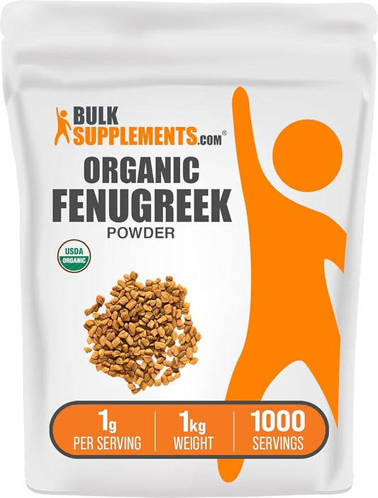 BulkSupplements.com Organic Fenugreek Powder - from Organic Fenugreek Seeds, Trigonella foenum-graecum - Gluten Free, 1g per Serving, 1kg (2.2 lbs) (Pack of 1)