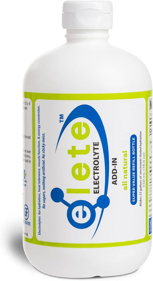 elete Electrolyte Add-in Hydration Drops | Sodium, Magnesium, Potassium & Trace Minerals | Unflavored, All Natural | Leg and Muscle Cramp Relief | Transform Any Drink into a Sports Drink, 18.6oz