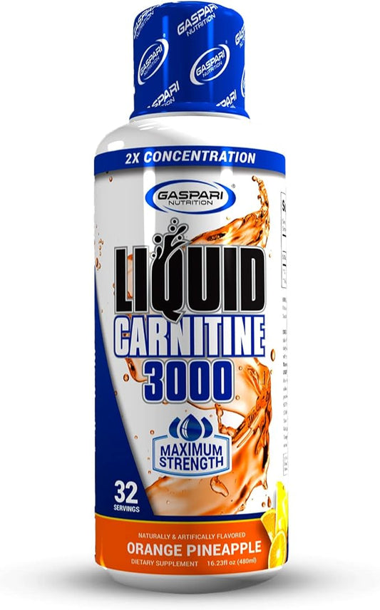 Gaspari Nutrition Liquid L-Carnitine 3000, Stimulant Free, Increased Metabolism, Enhanced Energy, Non GMO, Gluten Free, BPA Free (32 Servings, Orange Pineapple)