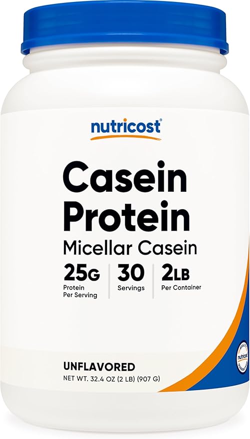 Nutricost Casein Protein Powder 2lb - Micellar Casein, Gluten Free, Non-GMO (Unflavored)