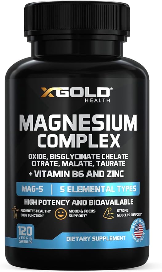Magnesium 500mg - 7 in 1 | Magnesium Oxide, Bisglycinate Chelate,Citrate, Malate | Taurate |Vitamin B6 | Zinc | Bones, Muscle, Energy,Immune System High Absorption - Vegan- Non-GMO 120Caps