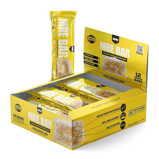 REDCON1 MRE Protein Bar, Iced Lemon Cake - 20g of Whole Food Protein + MCT Oil - Easily Digestible, Macro Balanced Low Sugar Meal Replacement Bar (12 Bars)