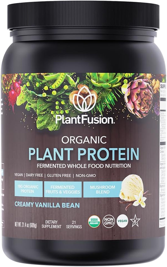 Organic Vegan Protein Powder - Whole Food, Plant Based Protein Powder with Green Superfoods, Enzymes & Probiotics - USDA Certified Organic, Non-GMO, Gluten-Free - Vanilla 18.5 oz, 21 Servings