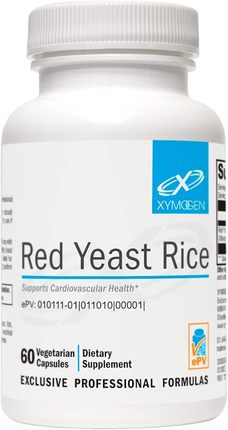 XYMOGEN Red Yeast Rice - Non-GMO Red Yeast Rice Supplement to Help Maintain Already Healthy Blood Lipid + Cholesterol Levels - Cardiovascular Support - Tested Citrinin-Free (60 Capsules)