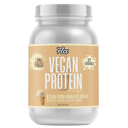 Plant Based Protein Powder, Slow Churn Vanilla Ice Cream | Vegan, Low Net Carbs, Non Dairy, Gluten Free, No Sugar Added | 1.8 Lb - 27 Servings
