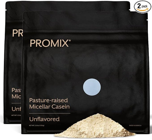 ProMix Nutrition Casein Protein Powder, Unflavored - 5lb Bulk - Grass-Fed - Slow & Sustained Recovery ­Post Workout Fitness - Shakes, Smoothies, Baking & Cooking Recipes - 5 Pound (Pack of 2)