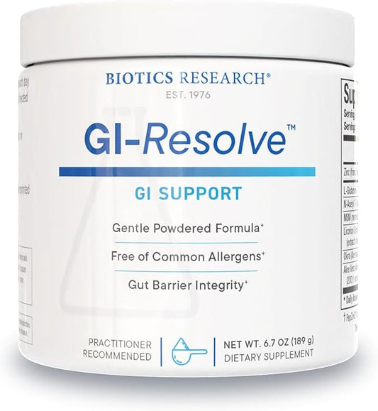 Biotics Research GI Resolve Optimal Gastrointestinal Support, Great-Tasting Powder, Free of Added Flavors, Colors, Gums or Common allergens. Gut Lining Support and Healing, L-Glutamine 6.7oz