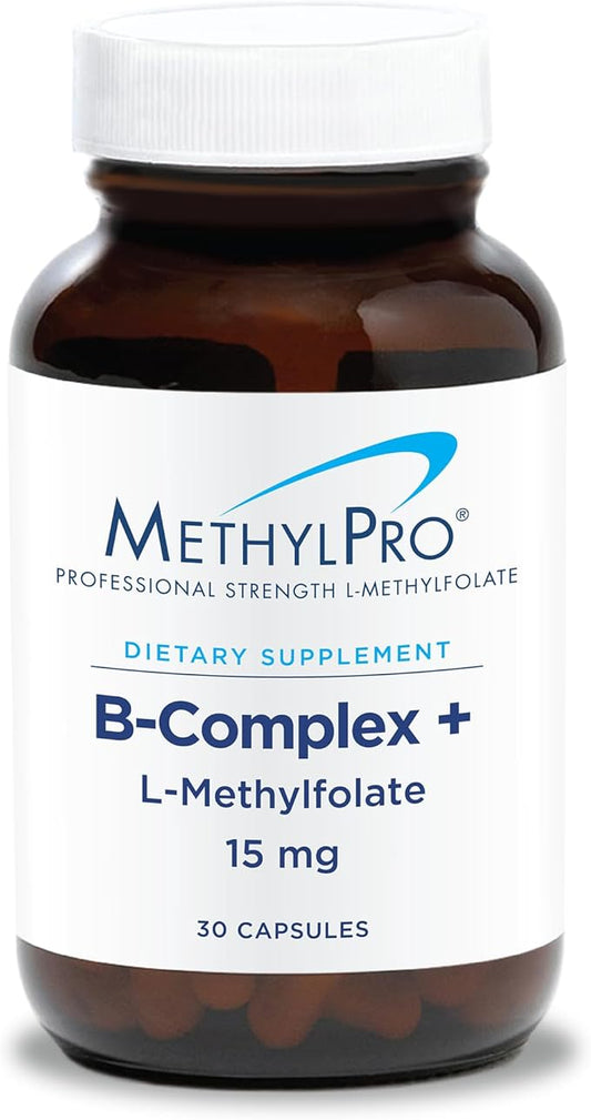 MethylPro B-Complex + L-Methylfolate 15 mg - Methylated Vitamin B Complex for Women and Men, Cellular Energy Support with Folate, Niacin and Biotin, VIT B Supplement - 30 Vegan Capsules