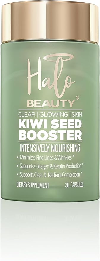 Kiwi Seed Booster Skin Supplement - 30 Vegan Capsules with Vitamins C, D3 & Zinc for Anti-Aging, Hydration, Glowing Skin & Collagen Support