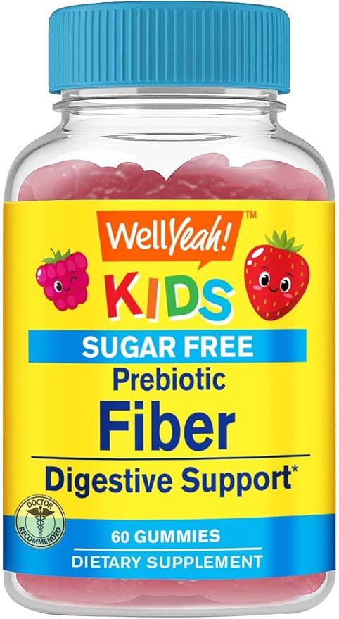 Sugar Free Fiber Gummies for Kids (4g)| Digestive Supprt |Prebiotic Fiber Supplement | 60 Count