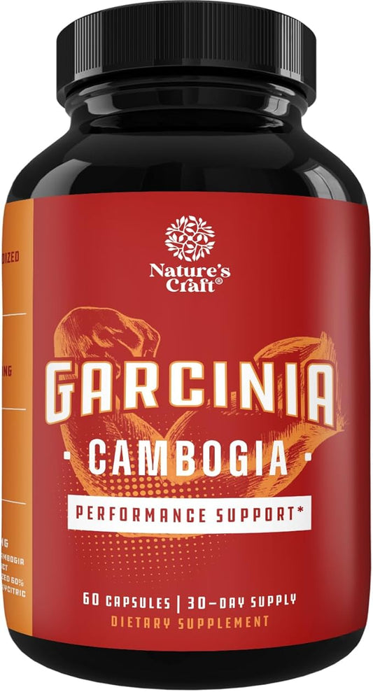 Strong Garcinia Cambogia Extract Capsules with 60% HCA - Non-Stimulant Garcinia Cambogia Weight Loss Supplement with Hydroxycitric Acid & Chromium for Balance, Energy & Metabolism Support - 60 Count