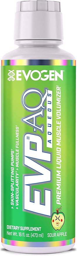 Evogen EVP AQ - Liquid Glycerol Muscle Volumizer | Pre Workout for Pumps, Vascularity, & Hydration | Premium Preworkout for Men & Women | Sour Apple | 16 fl oz