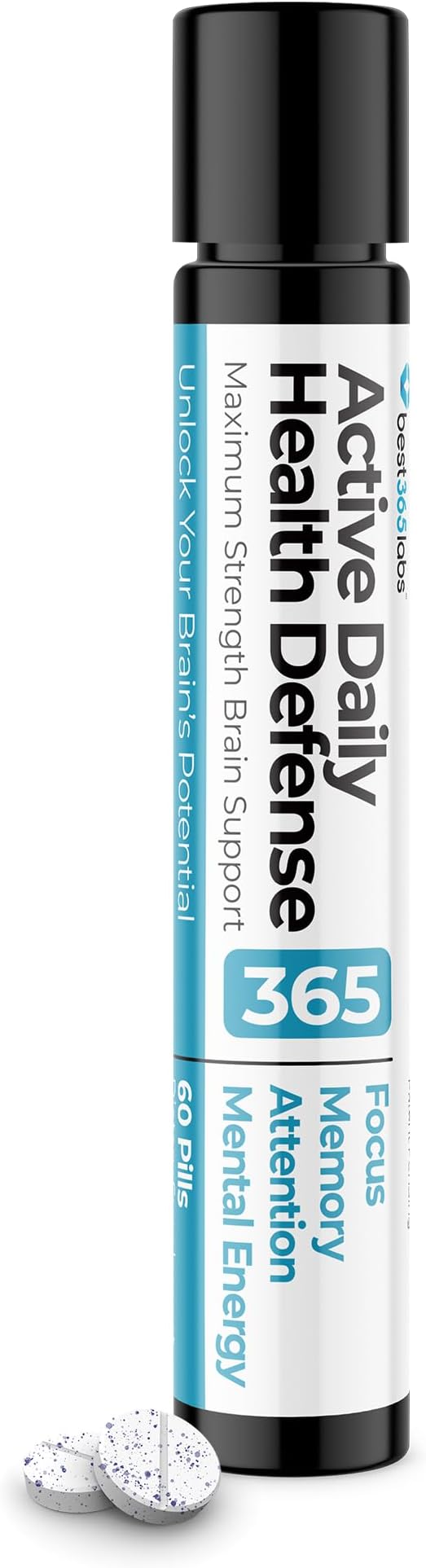 Best 365 Labs Maximum Strength Brain Support - Methylene Blue, Caffeine, and L-Theanine - Improve Focus and Memory - Unlock Your Brain’s Potential - 60 Tablets