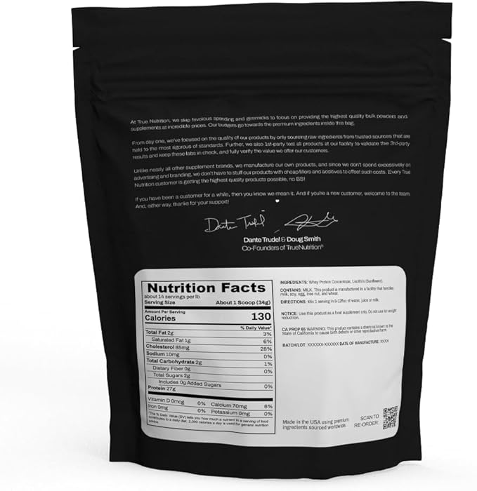 True Nutrition - Whey Protein Concentrate - 100% Whey Protein Powder - Fast Acting Low Carb Protein Powder with Essential Amino Acids - High in Leucine (2 lb, Unflavored)