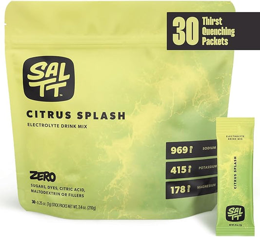 Keto Chow SALTT Zero-Sugar Electrolyte Powder - Citrus Splash Lemon Lime | Hydration Electrolytes Packets | 30 Sticks | Sodium, Magnesium, Potassium & Trace Minerals | No Artificial Ingredients