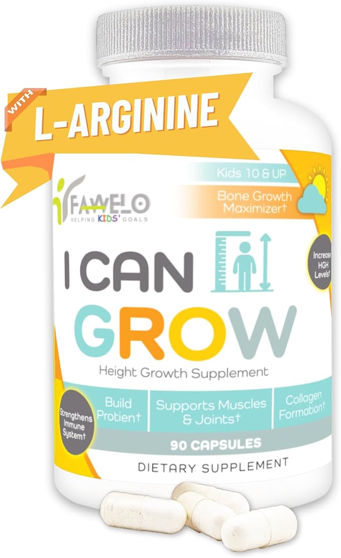 I Can Grow Height Growth Supplement for Kids & Teens | Supports Natural Growth & Bone Health with L arginine, Vitamin D Maximizer for true height | Kids Vitamins Multivitamin | Vitaminas Para Niños